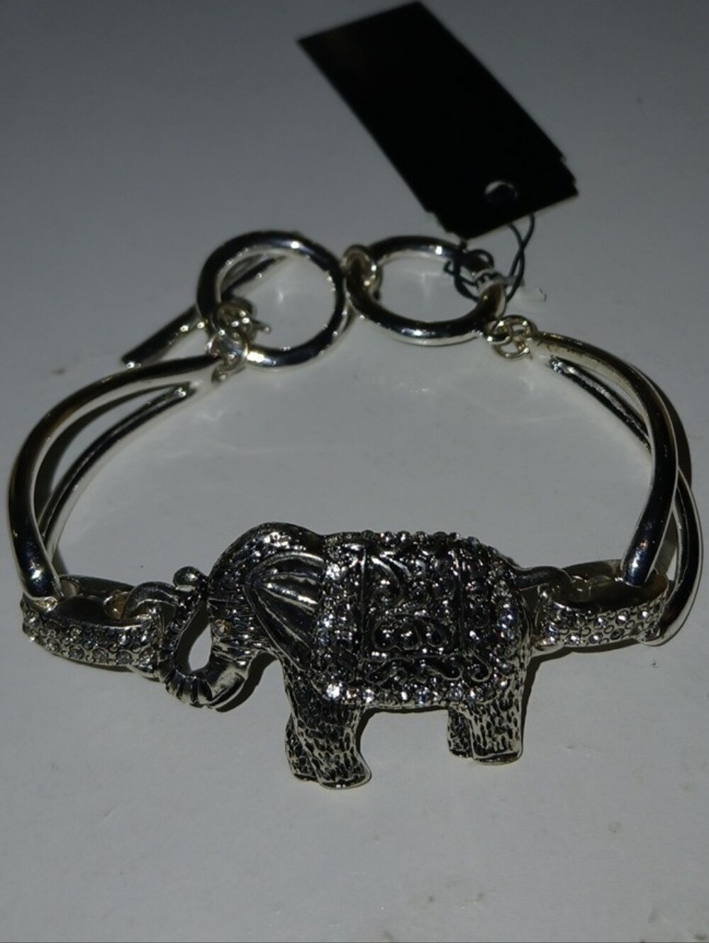 Silver Elephant Statement Bangle Bracelet - Women Accessories